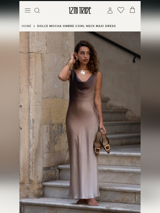 12th Tribe Dresses & Skirts - 12th Tribe Dolce Ombre Cowl Neck Maxi Dress - Mocha to Taupe Gradient